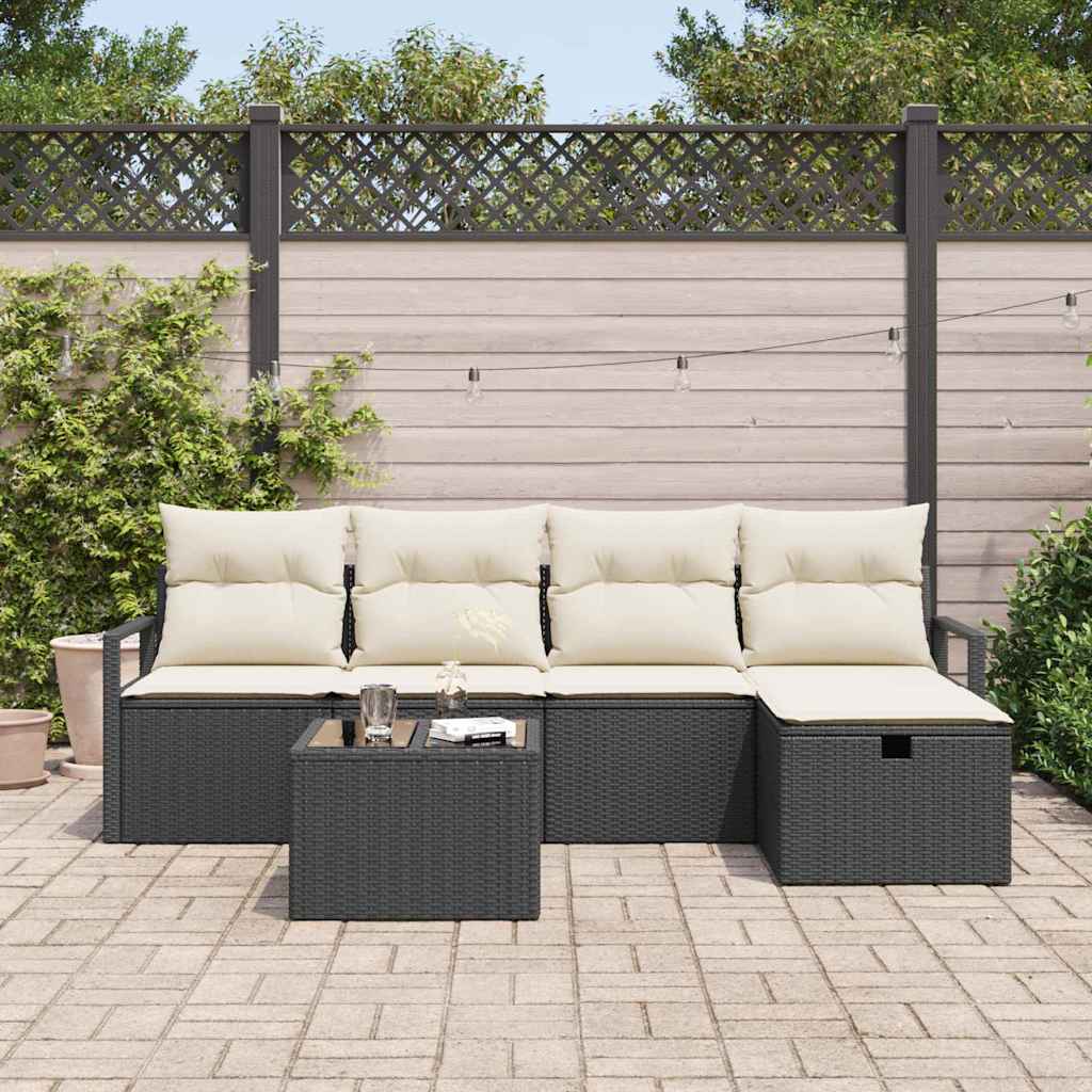 Havesofa Sæt 6 pcs Sort og cremefarvet 230 x 117 x 85 cm