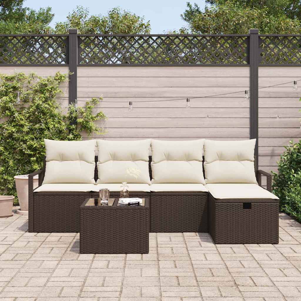 Havesofa Sæt 6 pcs Brun og cremefarvet 230 x 117 x 85 cm