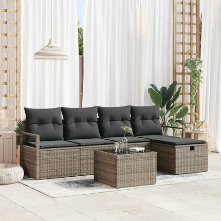 Sofa Sæt 6 stk. 5-Antal sæder Grå polyrattan