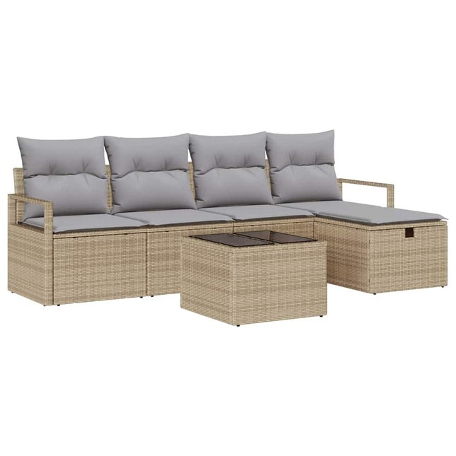 Sofa Sæt med pude med opbevaring Beige og lys grå polyrattan