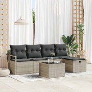 Havesofa Sæt 6 pcs Lysegrå 230 x 117 x 85 cm Poly rattan