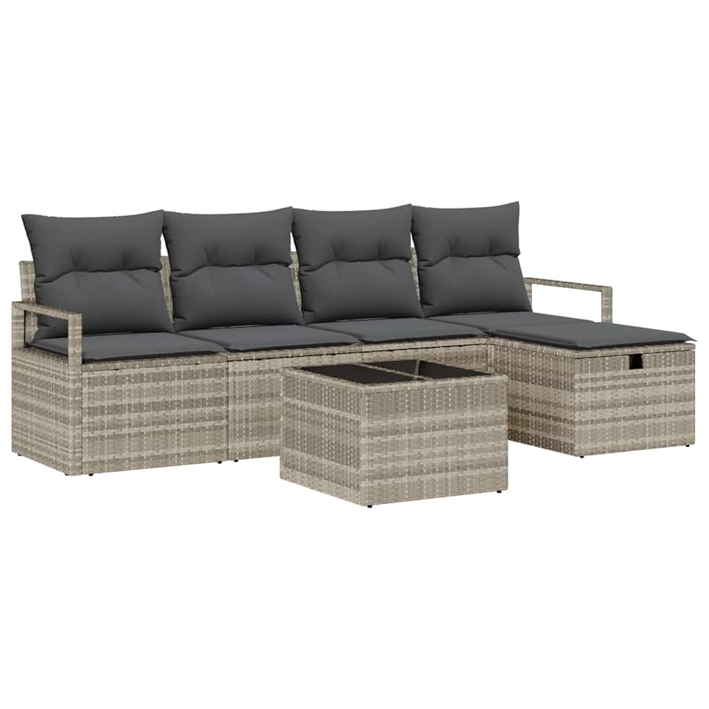 Havesofa Sæt 6 pcs Lysegrå 230 x 117 x 85 cm Poly rattan