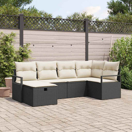 Sofa Sæt 6 stk. Sort og Cream polyrattan