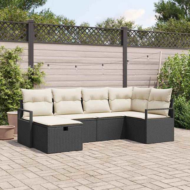 Sofa Sæt 6 stk. Sort og Cream polyrattan