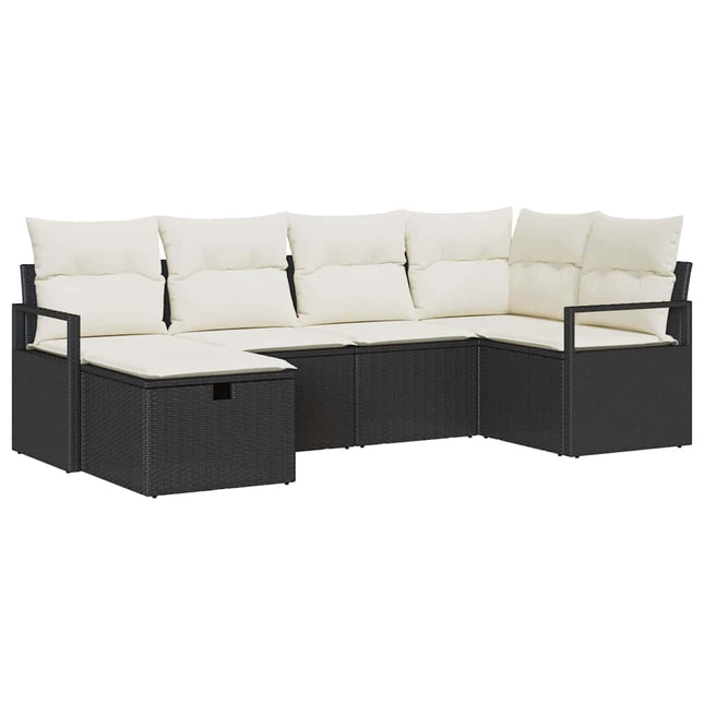 Sofa Sæt 6 stk. Sort og Cream polyrattan