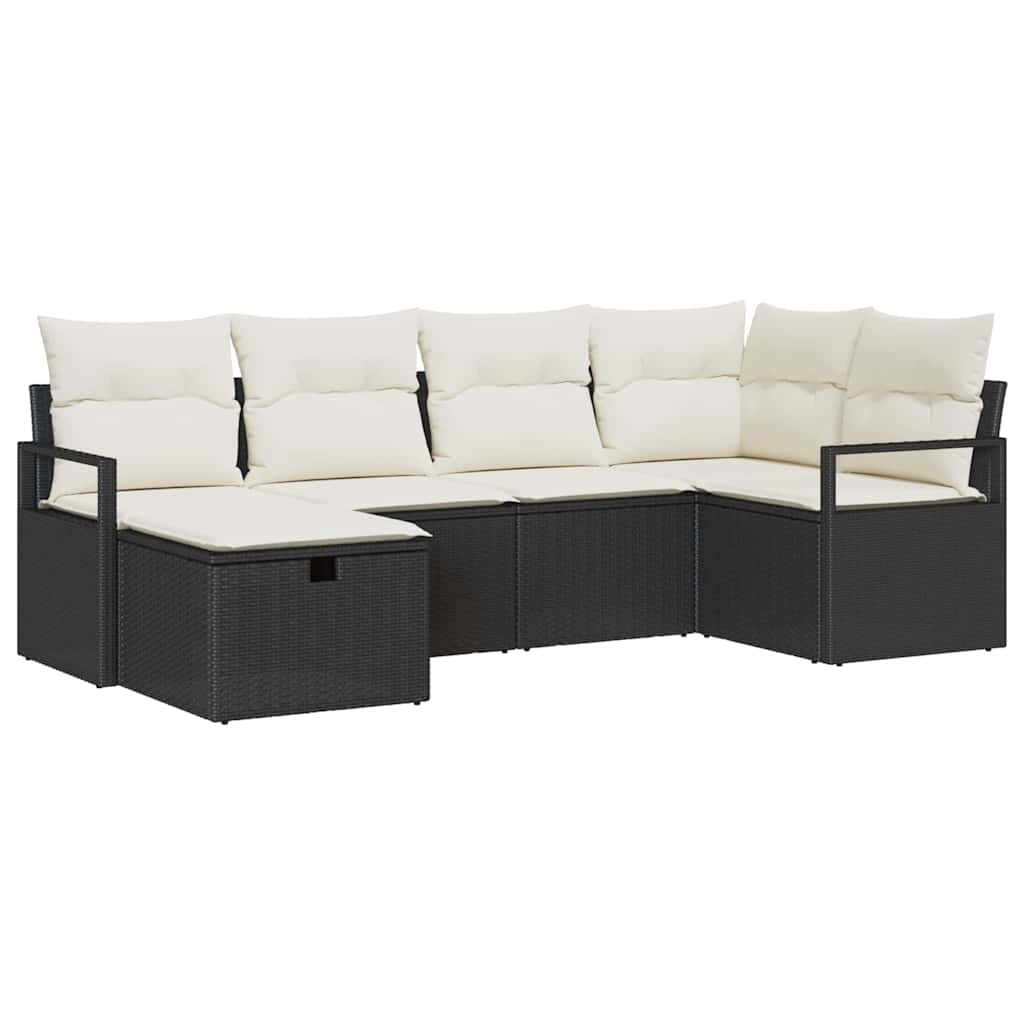 Havesofa Sæt 6 pcs Sort og cremefarvet 232 x 122 x 85 cm