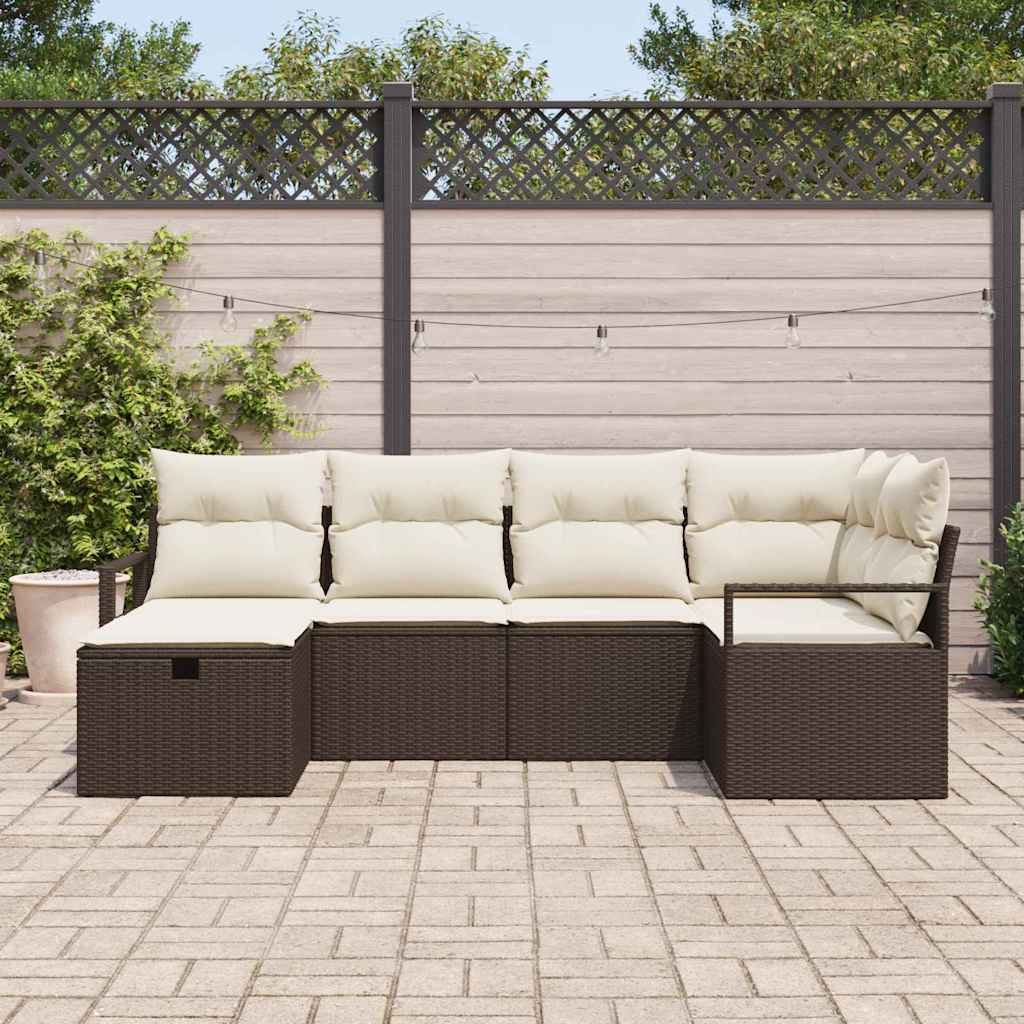 Havesofa Sæt 6 pcs Brun og cremefarvet 232 x 122 x 85 cm