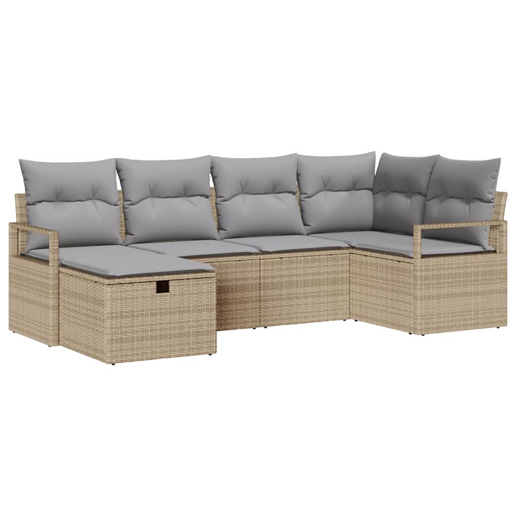 Havesofa Sæt med pude 6 pcs beige og lysegrå 232 x 122 x 85 cm