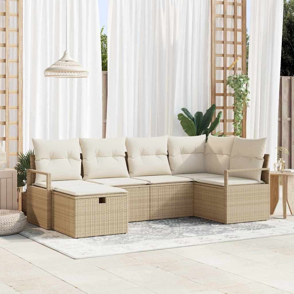 Havesofa Sæt 6 pcs beige og cremefarvet 232 x 122 x 85 cm