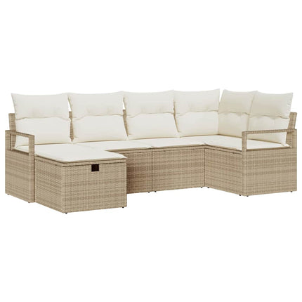 Sofa Sæt med pude 6 pcs Beige og creme polyrattan
