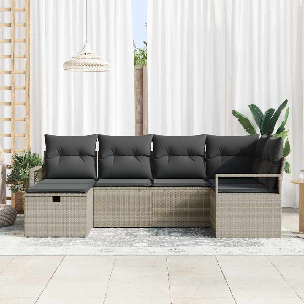 Havesofa Sæt 6 pcs Lysegrå 232 x 122 x 85 cm Poly rattan