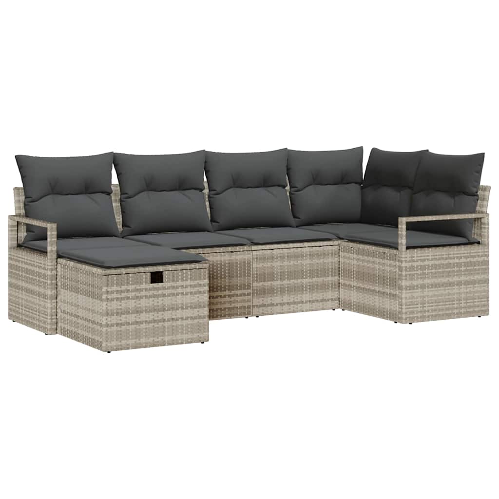 Havesofa Sæt 6 pcs Lysegrå 232 x 122 x 85 cm Poly rattan