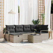 Havesofa Sæt 7 pcs Lysegrå 232 x 122 x 85 cm Poly rattan