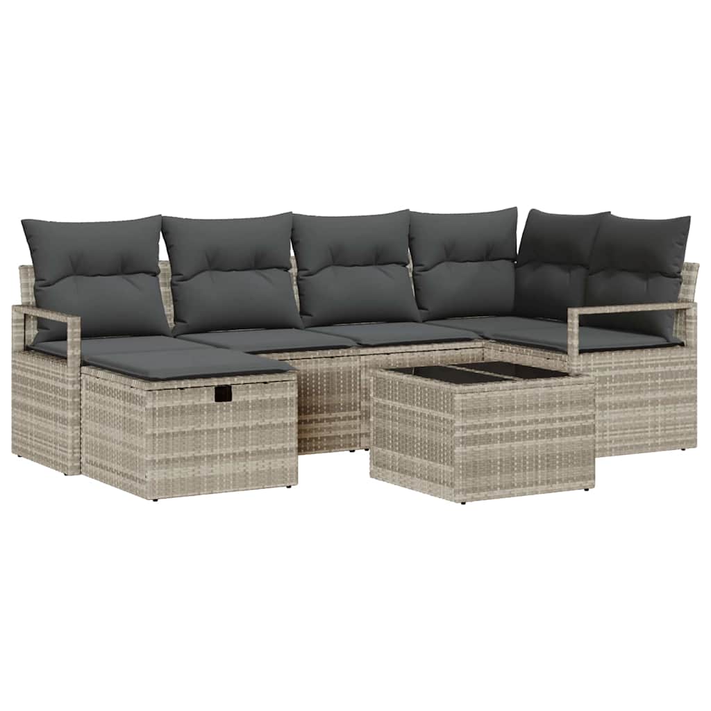 Havesofa Sæt 7 pcs Lysegrå 232 x 122 x 85 cm Poly rattan