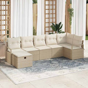 Havesofa Sæt 7 pcs beige og cremefarvet 287 x 122 x 85 cm