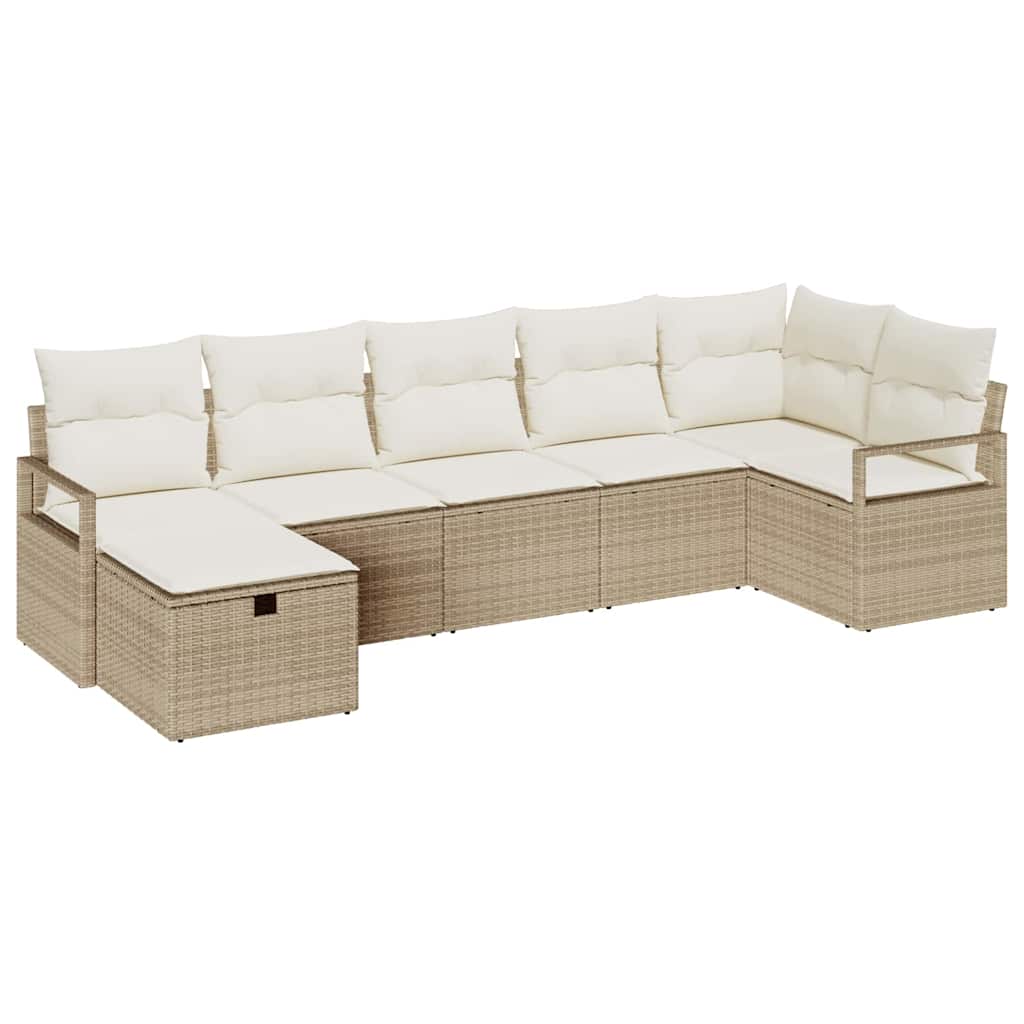 Havesofa Sæt 7 pcs beige og cremefarvet 287 x 122 x 85 cm