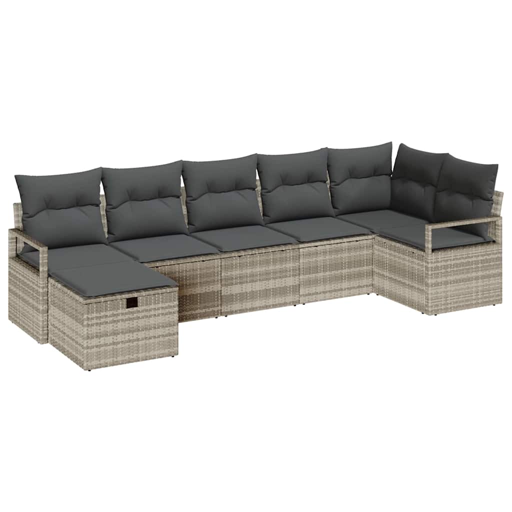 Havesofa Sæt 7 pcs Lysegrå 287 x 122 x 85 cm Poly rattan