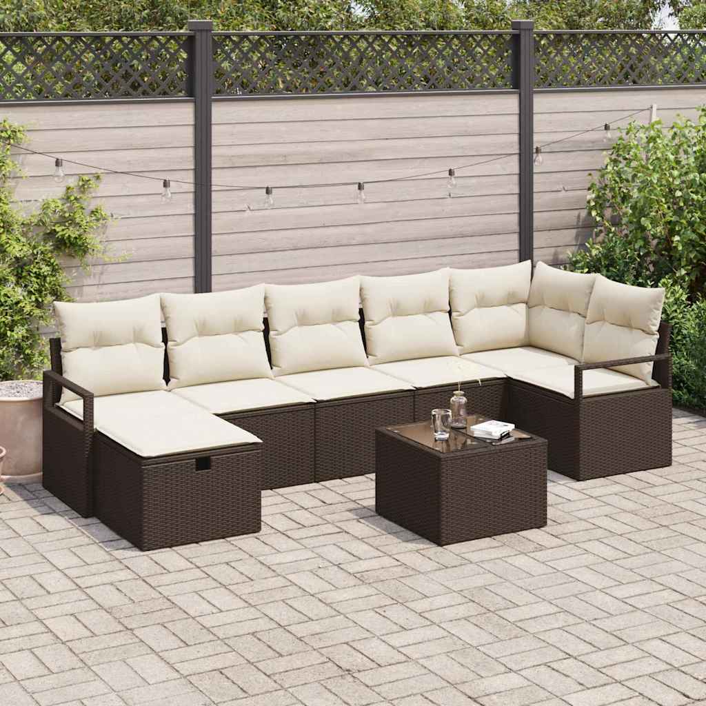 Havesofa Sæt 8 pcs Brun og cremefarvet 287 x 122 x 85 cm