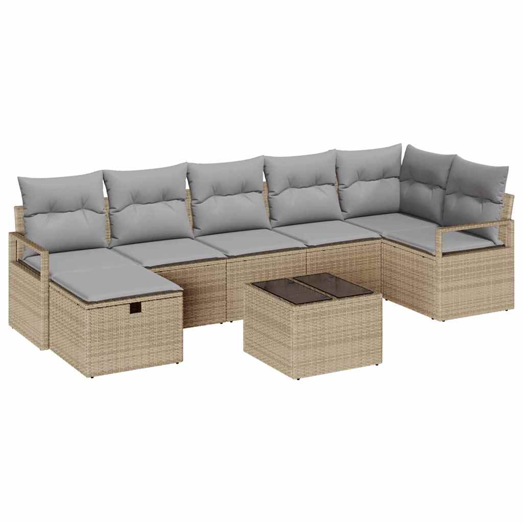 Havesofa Sæt med pude 8 pcs beige og lysegrå 287 x 122 x 85 cm