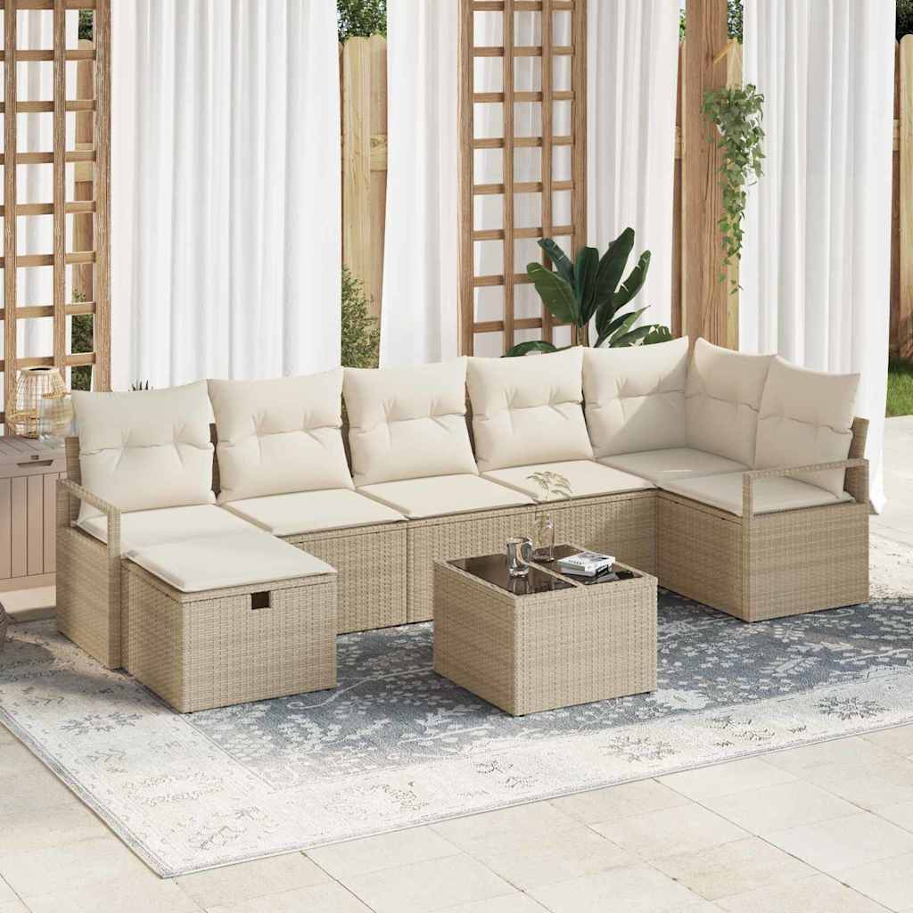 Havesofa Sæt 8 pcs beige og cremefarvet 287 x 122 x 85 cm