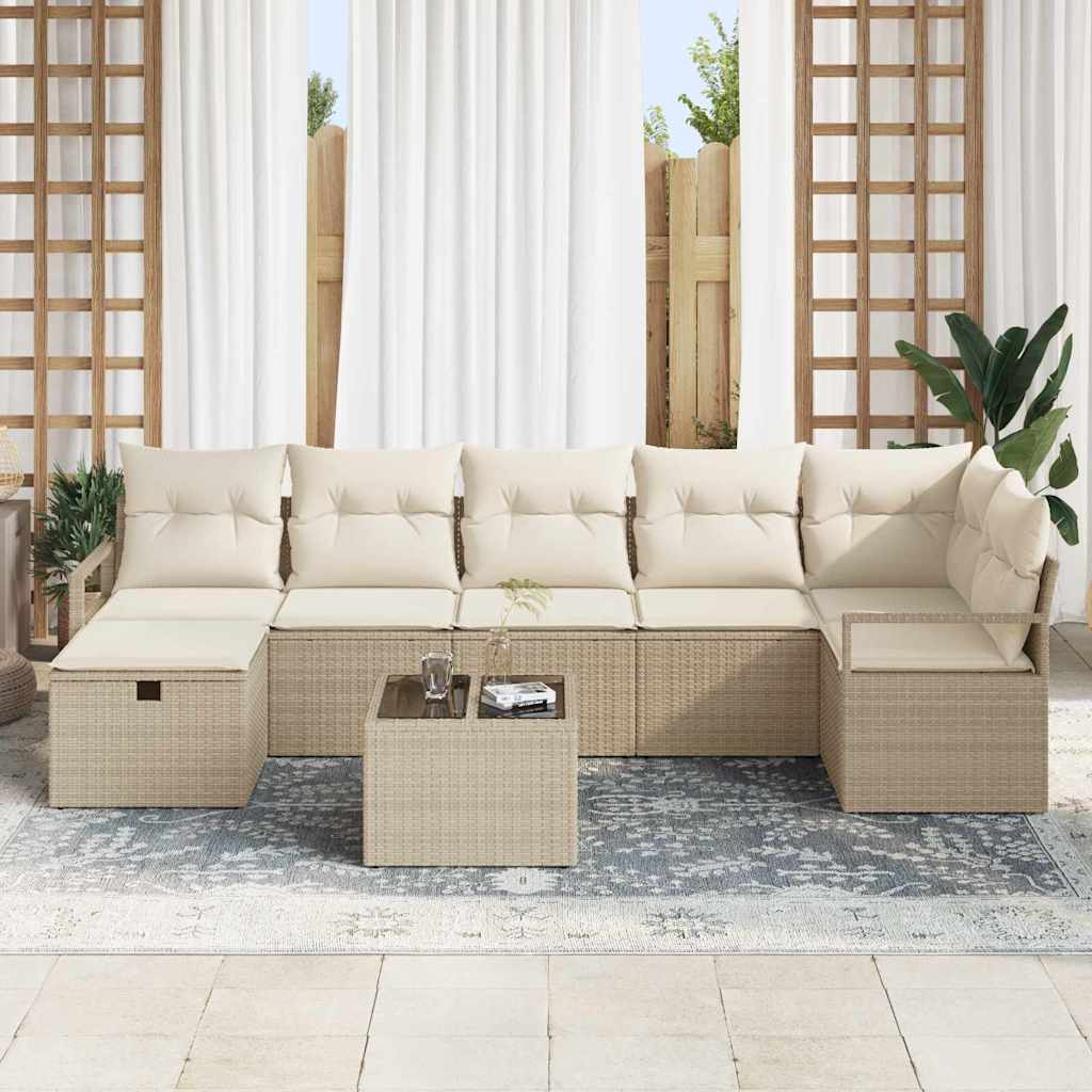 Havesofa Sæt 8 pcs beige og cremefarvet 287 x 122 x 85 cm