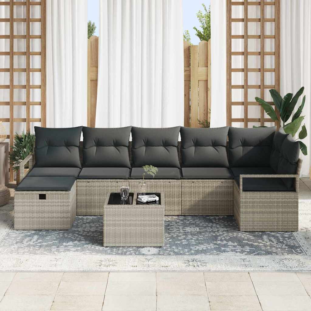 Havesofa Sæt 8 pcs Lysegrå 287 x 122 x 85 cm Poly rattan
