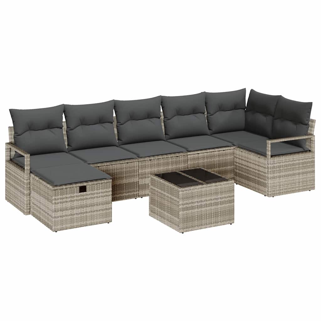 Havesofa Sæt 8 pcs Lysegrå 287 x 122 x 85 cm Poly rattan
