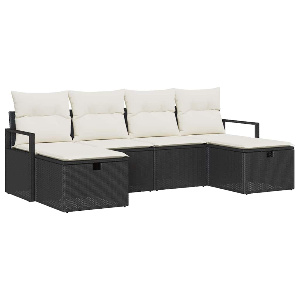 Havesofa Sæt 6 pcs Sort og cremefarvet 230 x 117 x 85 cm