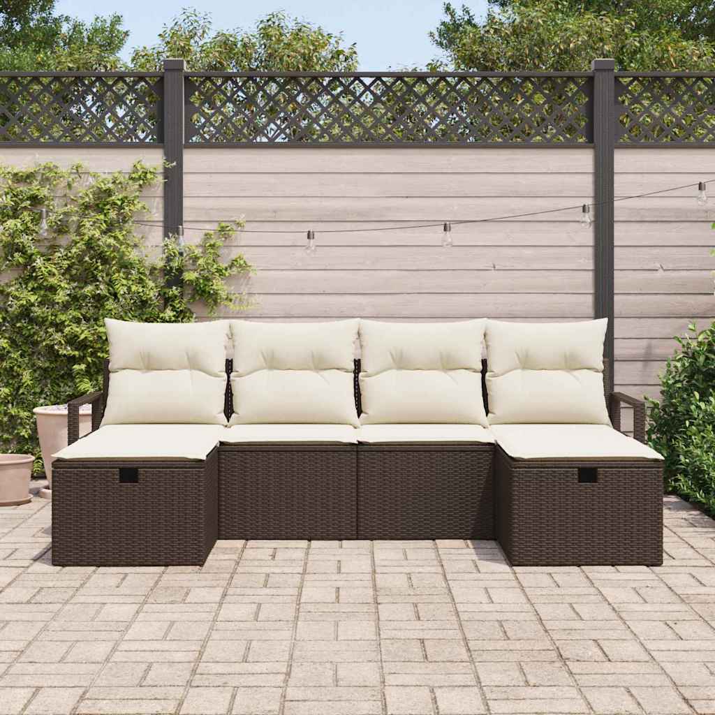 Havesofa Sæt 6 pcs Brun og cremefarvet 230 x 117 x 85 cm