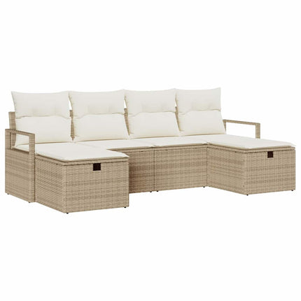 Sofa Sæt med pude 6 pcs Beige og creme polyrattan