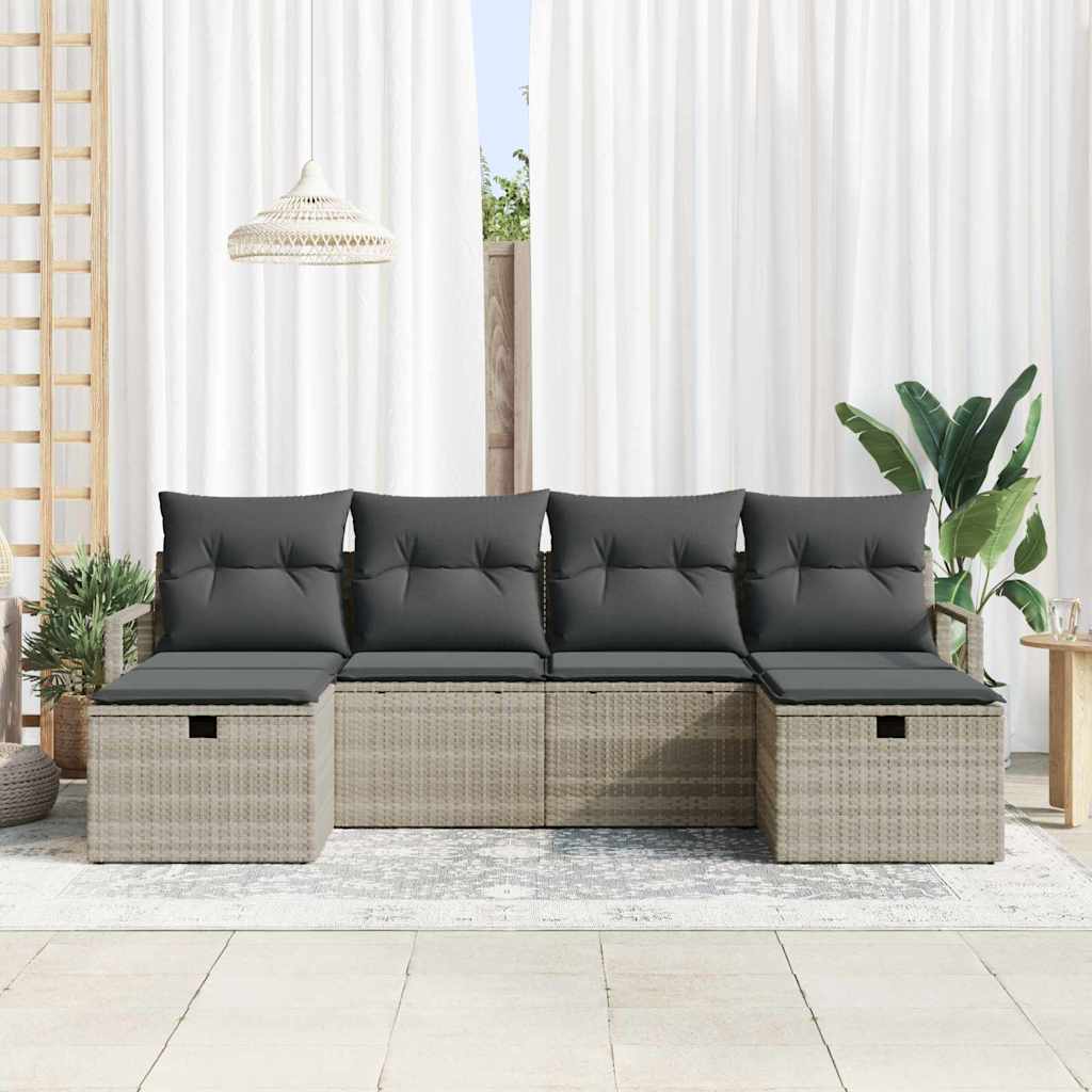 Havesofa Sæt 6 pcs Lysegrå 230 x 117 x 85 cm Poly rattan