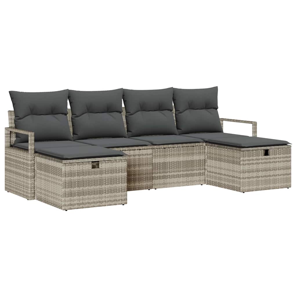 Havesofa Sæt 6 pcs Lysegrå 230 x 117 x 85 cm Poly rattan