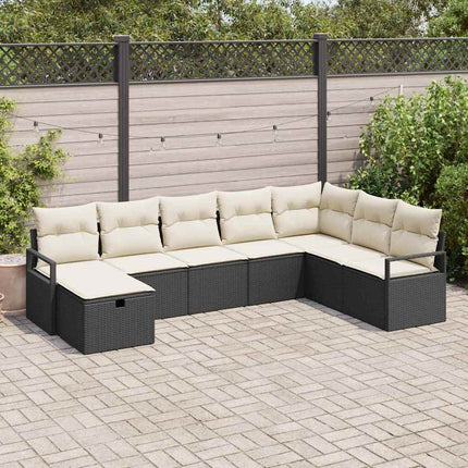 Sofa Sæt 8 stk. 8-Antal sæder Sort og Cream polyrattan