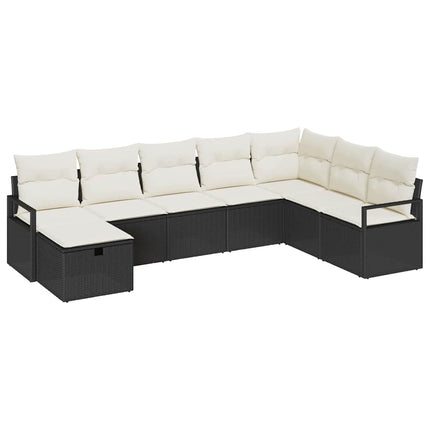 Sofa Sæt 8 stk. 8-Antal sæder Sort og Cream polyrattan