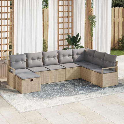 Sofa Sæt 8 stk. 8-Antal sæder Beige og lys grå polyrattan