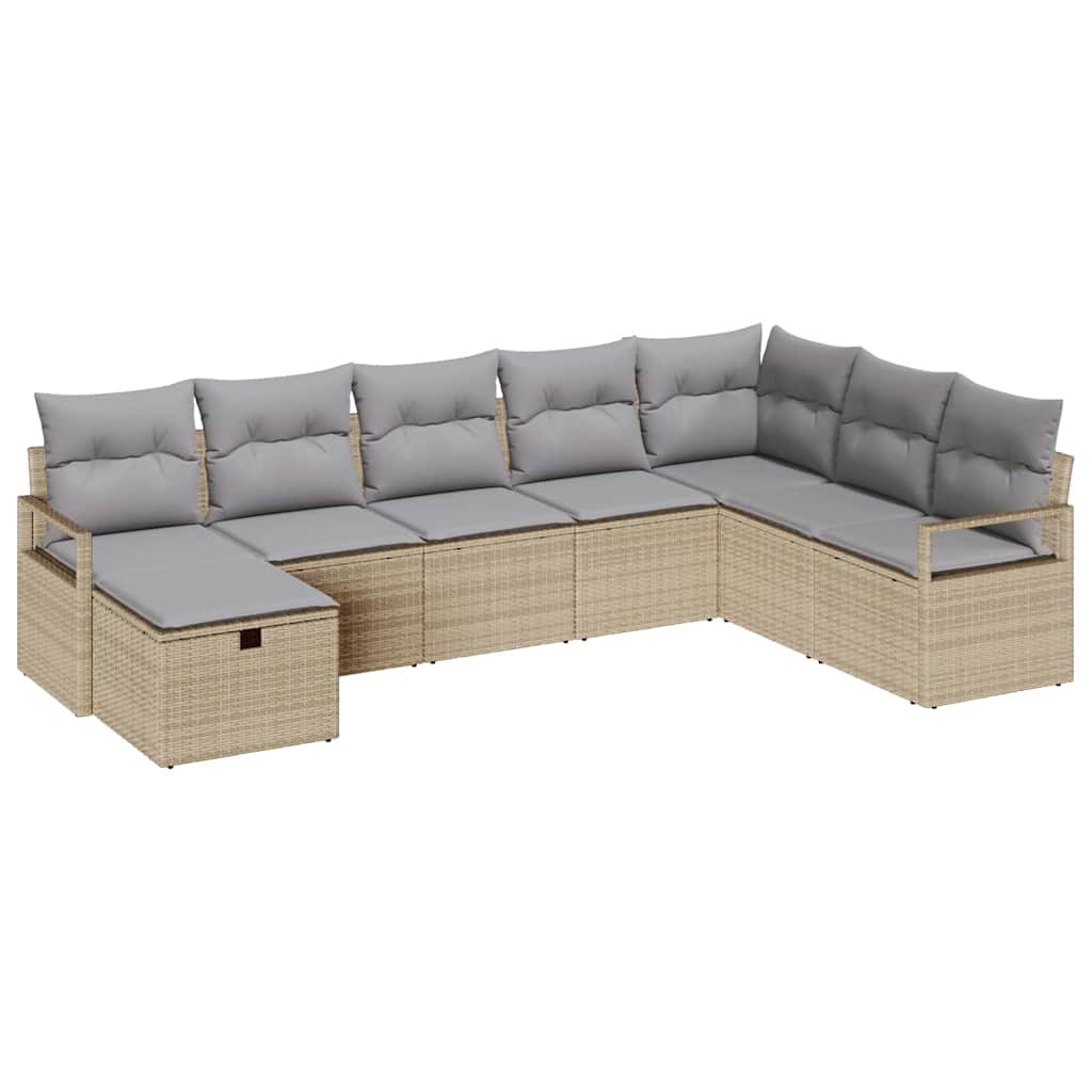 Havesofa Sæt med pude 8 pcs beige og lysegrå 287 x 177 x 85 cm