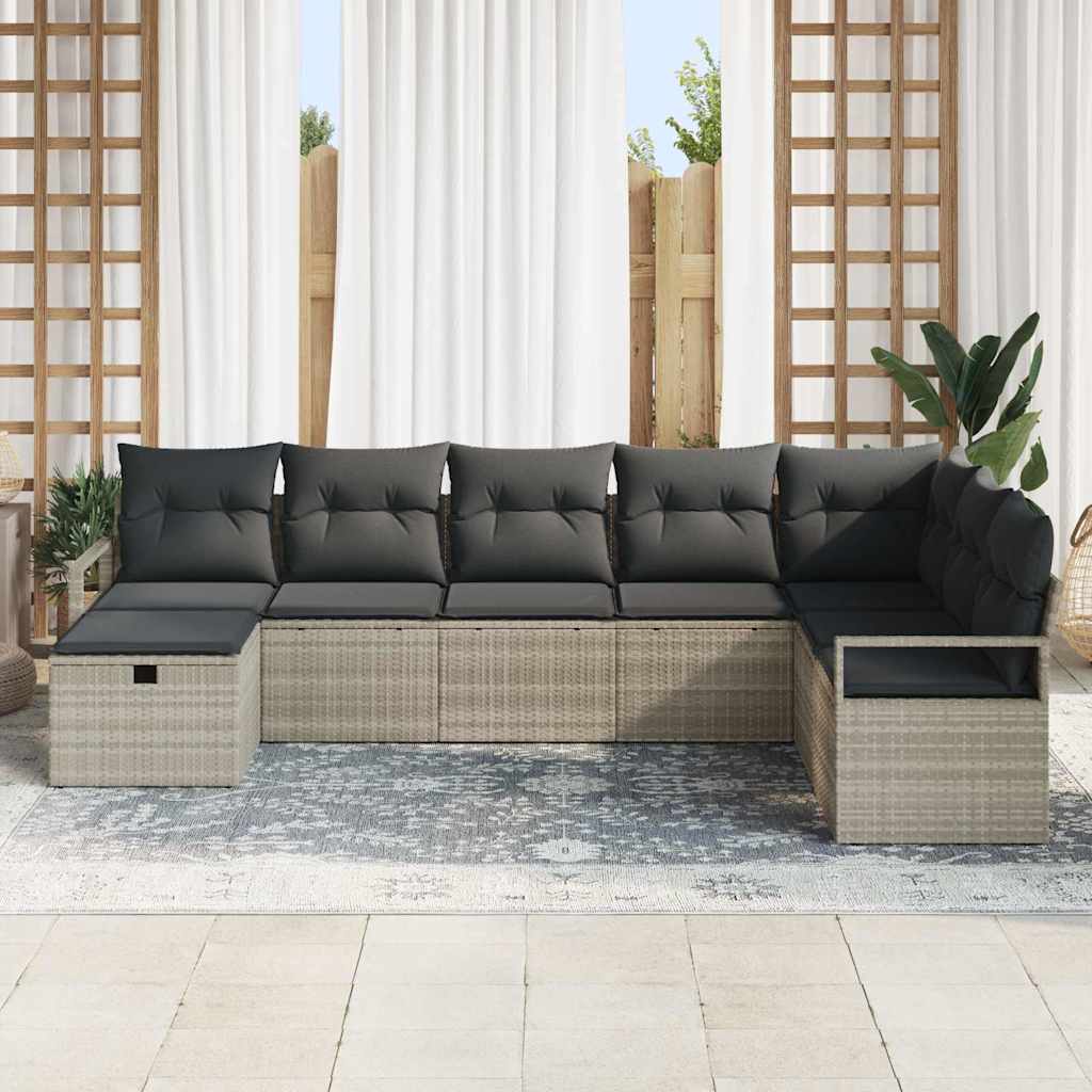 Havesofa Sæt 8 pcs Lysegrå 287 x 177 x 85 cm Poly rattan
