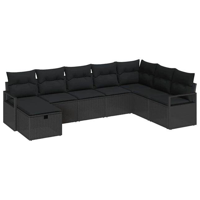 Sofa Sæt med pude med opbevaring 8 pcs Sort polyrattan