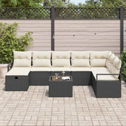 Havesofa Sæt 9 pcs Sort og cremefarvet 287 x 177 x 85 cm