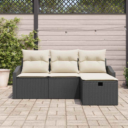 Sofa Sæt 4 stk. Sort polyrattan