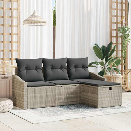 Sofa Sæt 4 stk. Lysegrå polyrattan