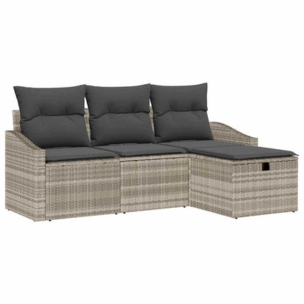 Sofa Sæt 4 stk. Lysegrå polyrattan
