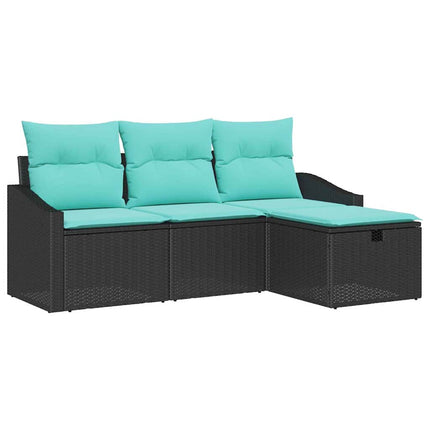 Sofa Sæt med pude med opbevaring 4 pcs Sort Poly rattan