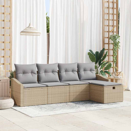 Sofa Sæt 5 stk. Beige polyrattan