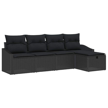 Sofa Sæt med pude med opbevaring 5 pcs Sort polyrattan