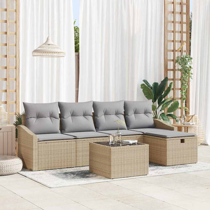 Sofa Sæt 6 stk. Beige polyrattan