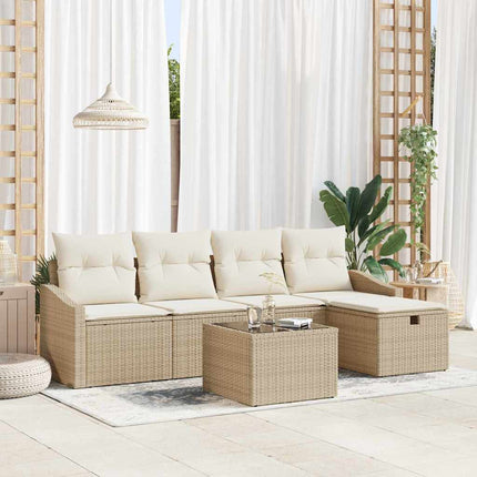 Sofa Sæt med pude med opbevaring Beige polyrattan
