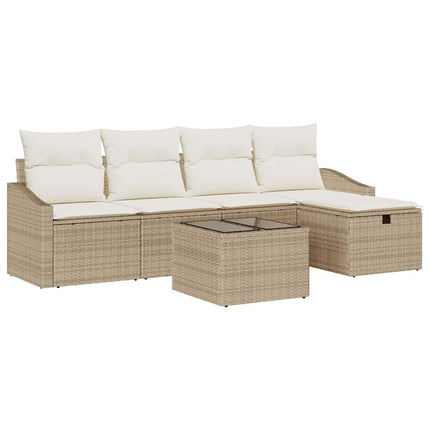 Sofa Sæt med pude med opbevaring Beige polyrattan