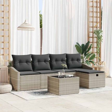 Sofa Sæt 6 stk. Lysegrå polyrattan