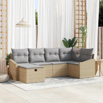 Sofa Sæt 6 stk. Beige og lys grå polyrattan